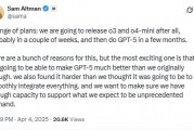 OpenAI首席執(zhí)行官Sam Altman：可能會在幾周內(nèi)發(fā)布o(jì)3和o4-mini