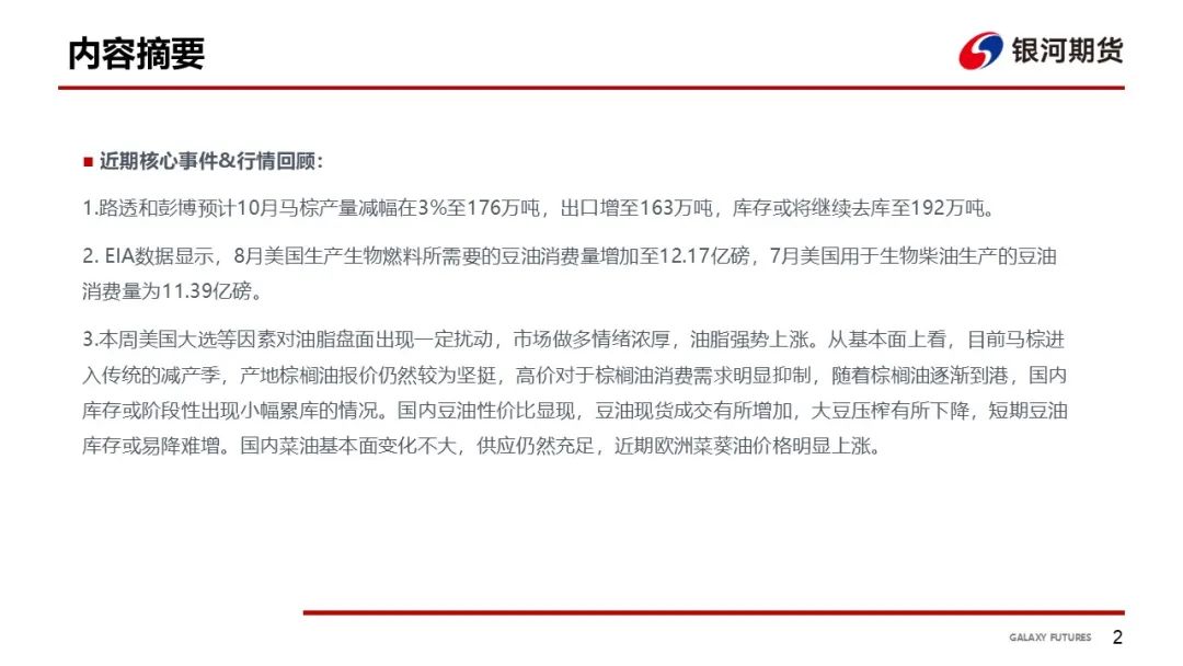 【油脂周報(bào)】USDA超預(yù)期下調(diào)美豆單產(chǎn)，靜待MPOB報(bào)告