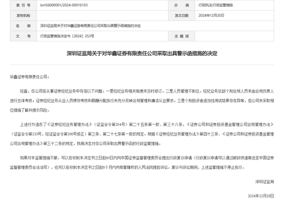 中信證券，被采取監(jiān)管措施！招商證券、華鑫證券也被點名