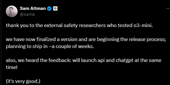 DeepSeek動搖信心？OpenAI或在周五緊急上線最強(qiáng)模型O3 Mini