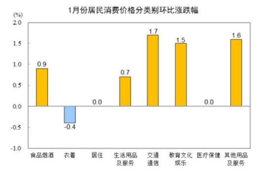 國家統(tǒng)計(jì)局：2025年1月份居民消費(fèi)價(jià)格同比上漲0.5%