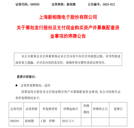 新相微停牌籌劃重大資產(chǎn)重組，擬取得愛協(xié)生控股權(quán)