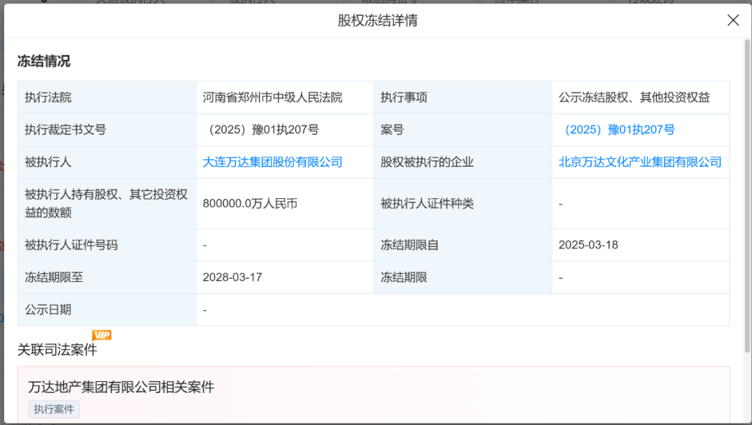 80億元股權(quán)被凍結(jié)！王健林新消息