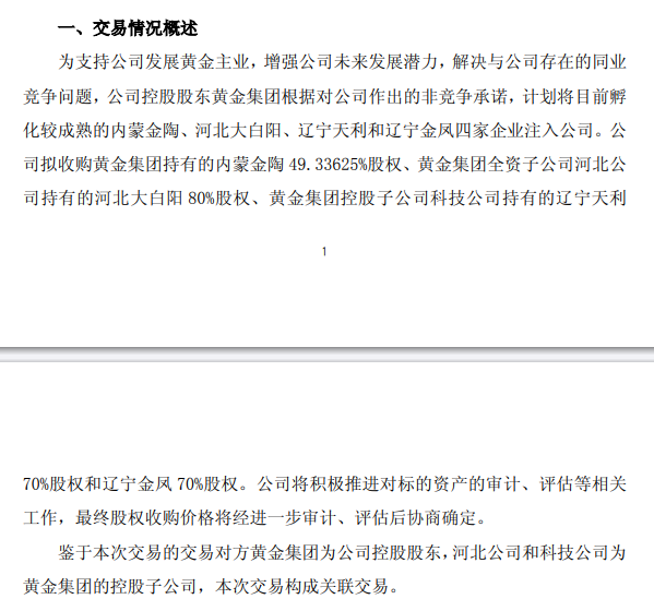 中金黃金，控股股東擬注入資產(chǎn)