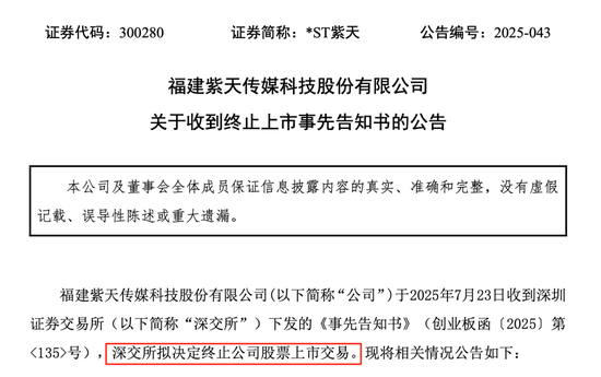 *ST紫天退市！虛增收入近25億元，股價從63元跌至不足3元！